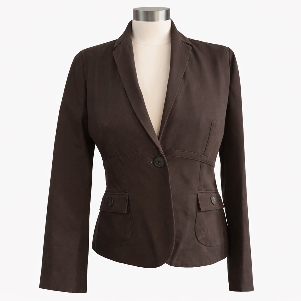 CAbi Brown Tailored Blazer Jacket Waist Tie Stretch Lined Size 6